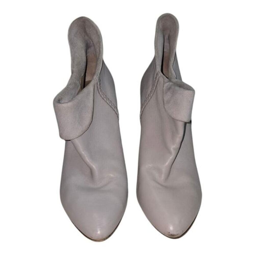 Belle Sigerson Morrison Leather Ankle Boots Pointed Toe Foldover Cuff Booties